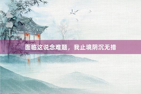 面临这说念难题，我止境阴沉无措