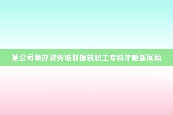 某公司举办财务培训援救职工专科才略新闻稿