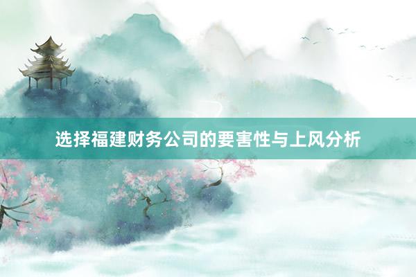 选择福建财务公司的要害性与上风分析